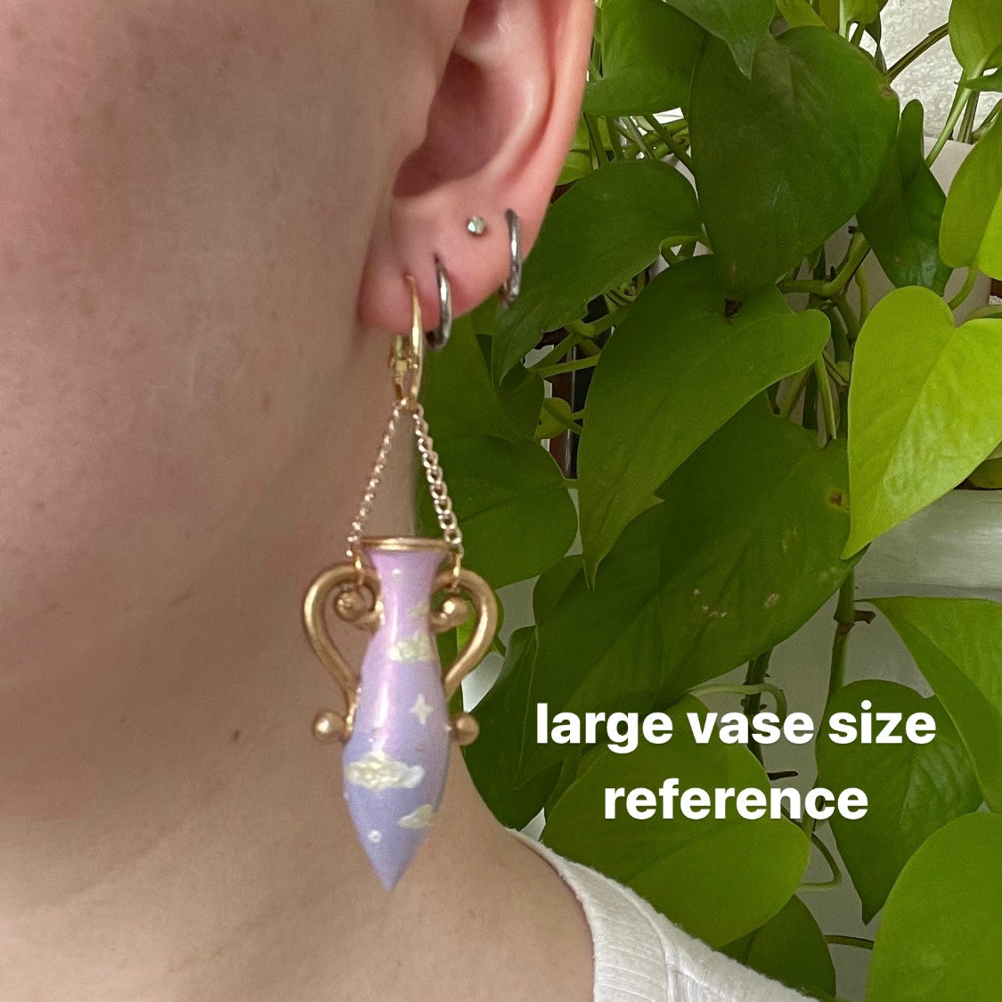 Purple Gold Large Vase Earrings