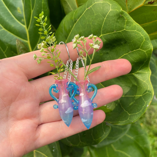 Dreamy Translucent Cloud Vase Earrings