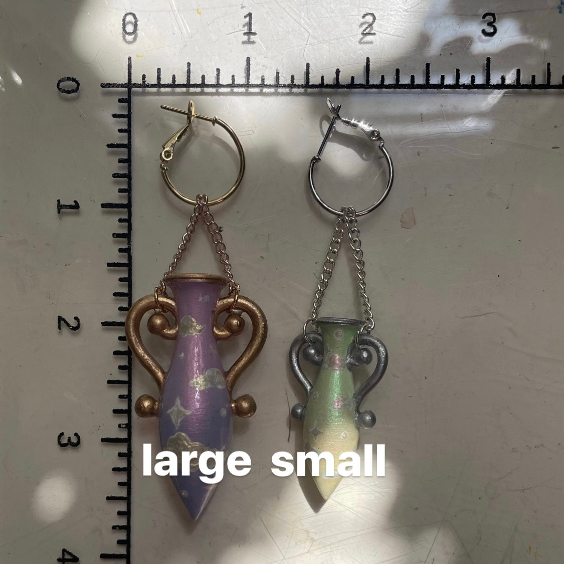 Purple Gold Large Vase Earrings