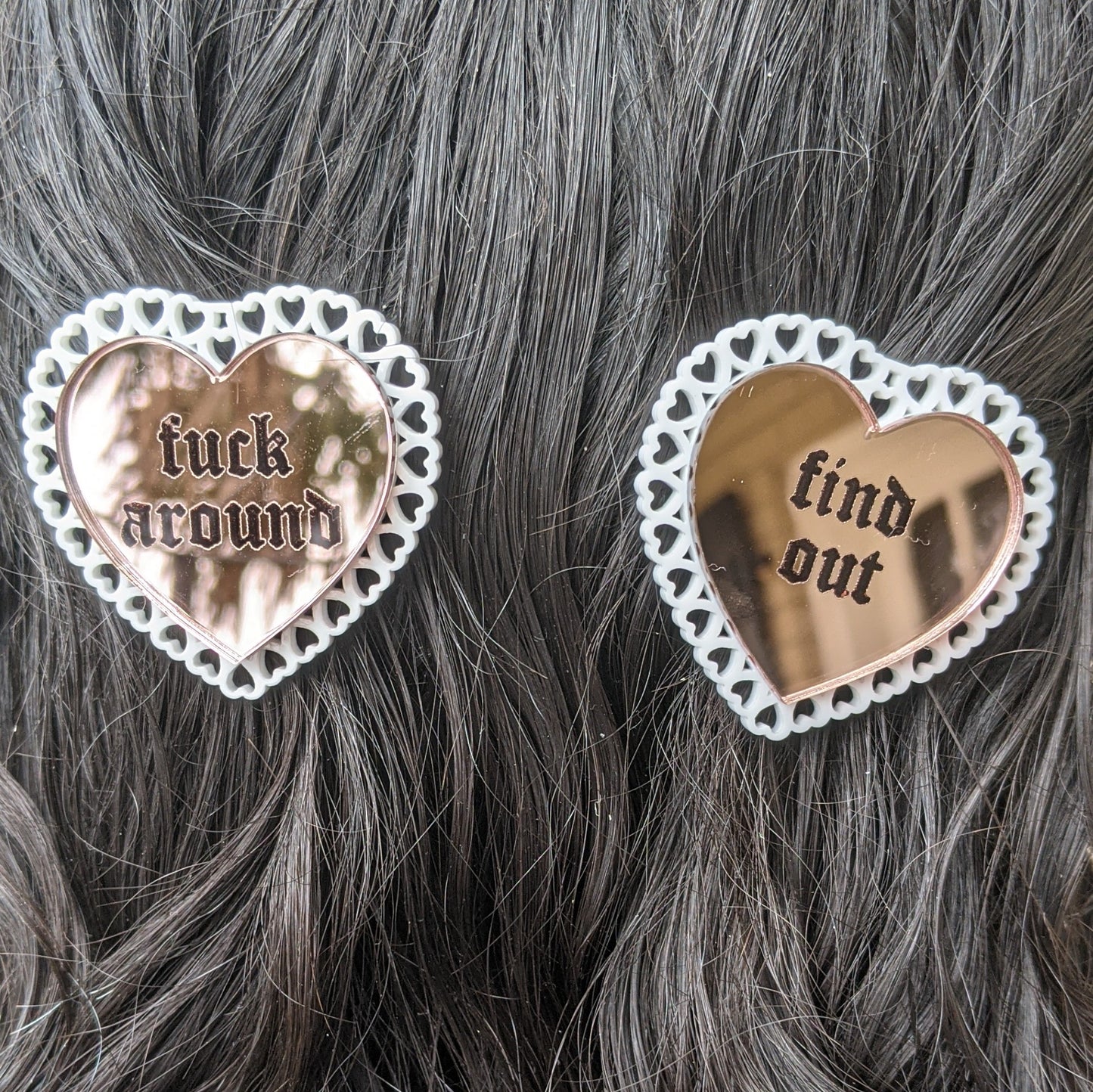 Fuck Around And Find Out Valentines Hairclips