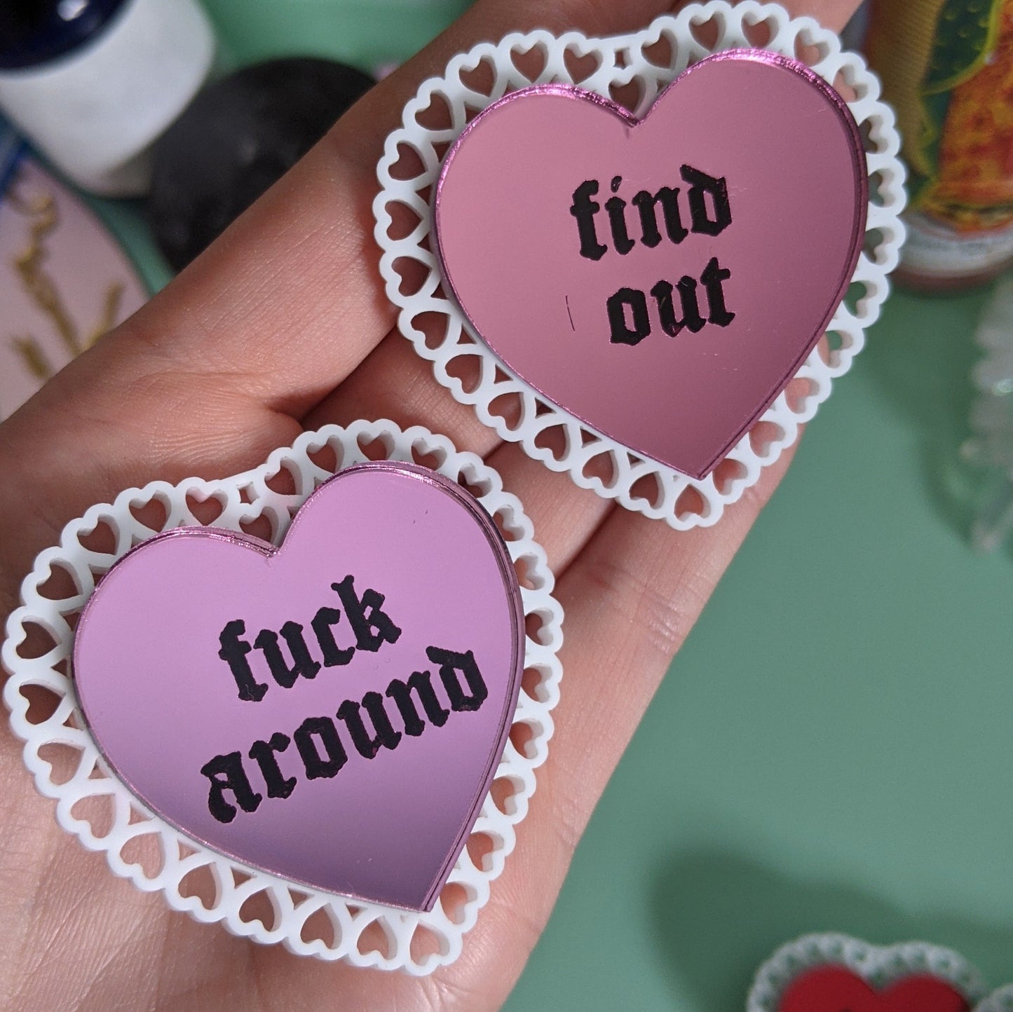 Fuck Around And Find Out Valentines Hairclips