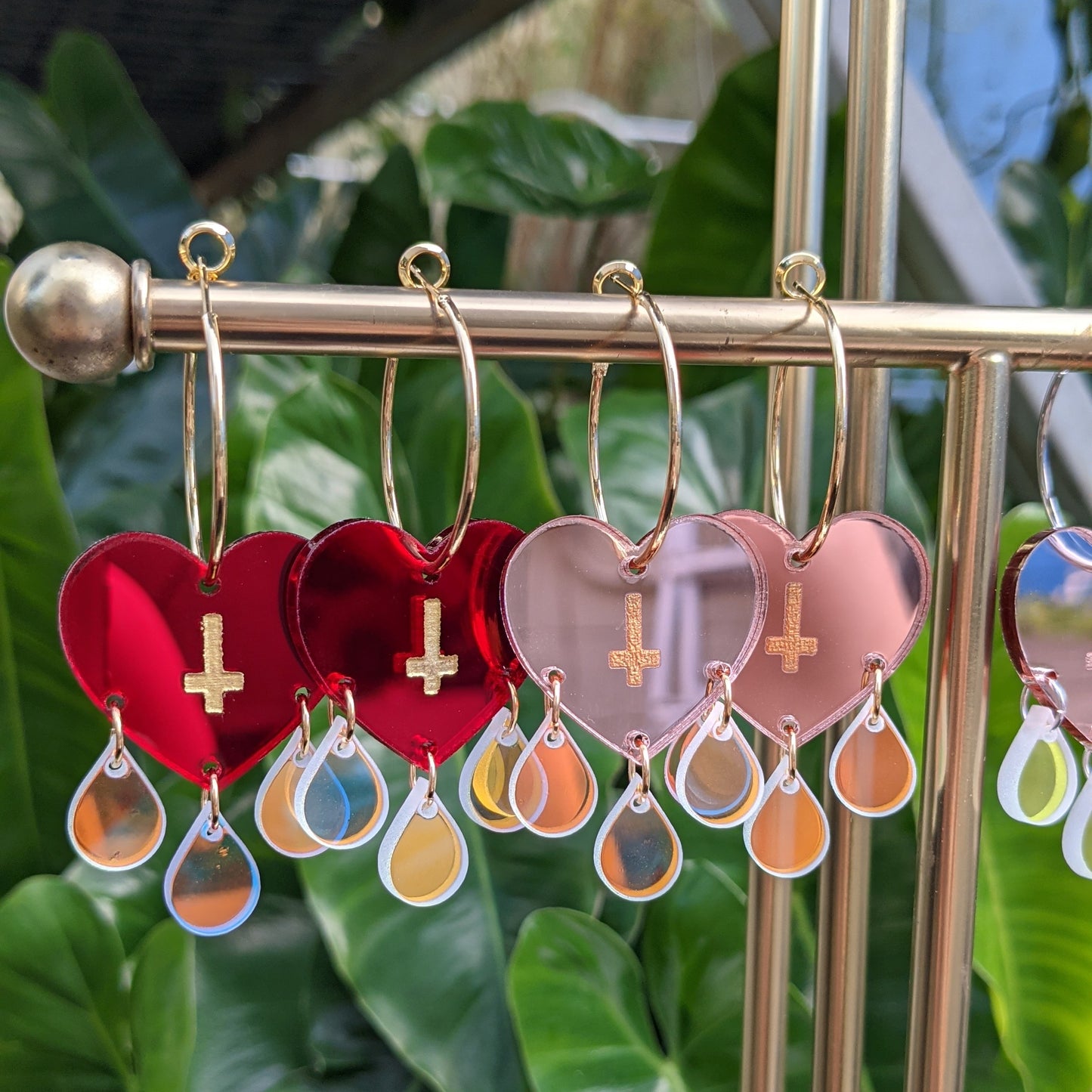 Triple Teardrop Heart Hoops