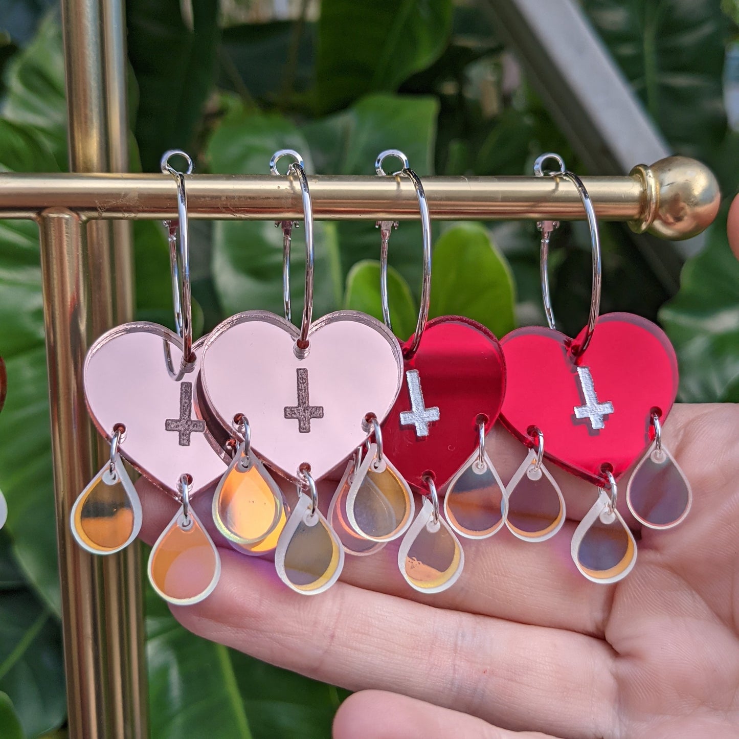 Triple Teardrop Heart Hoops