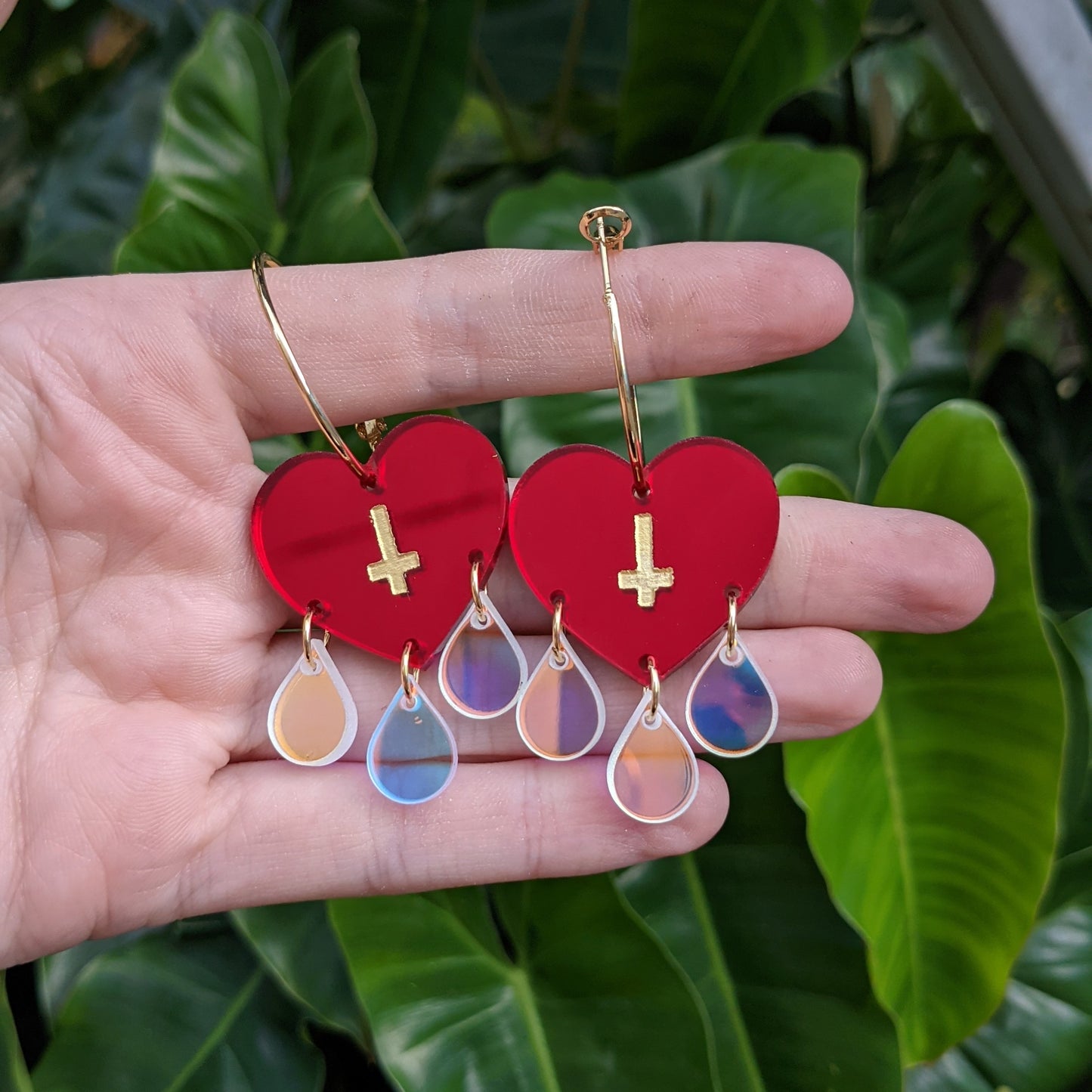 Triple Teardrop Heart Hoops