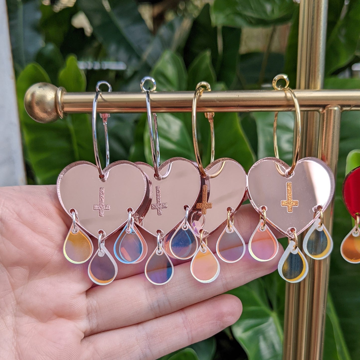 Triple Teardrop Heart Hoops