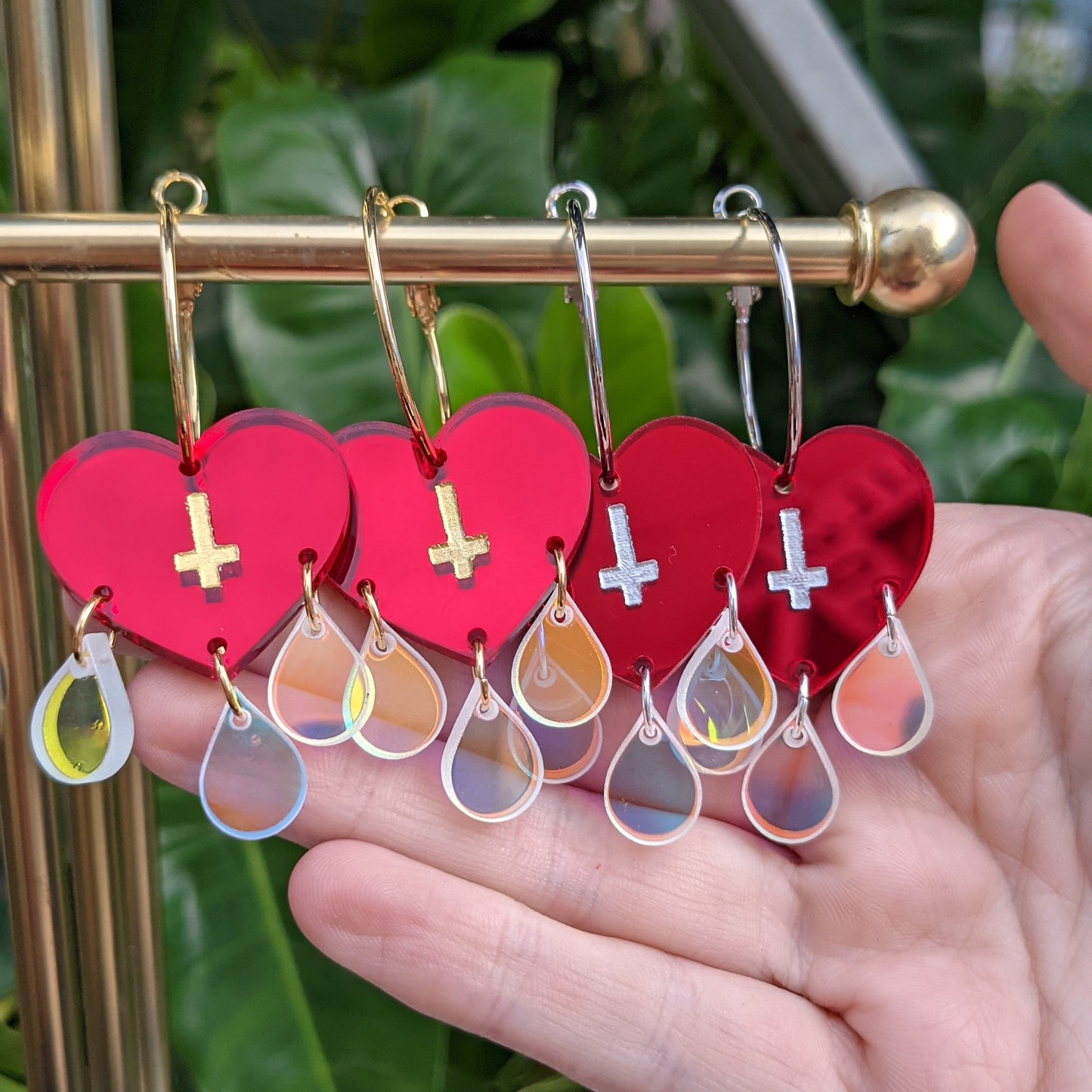 Triple Teardrop Heart Hoops